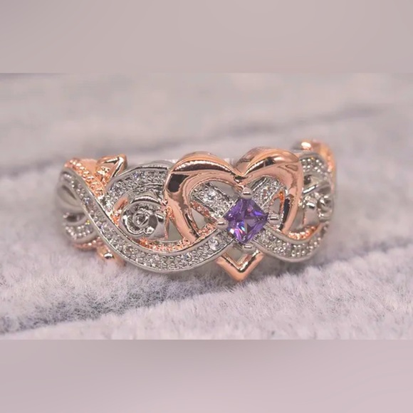 HP❤️New Women Fashion Rose Flower Love Heart Ring Sz 5 - Picture 3 of 9